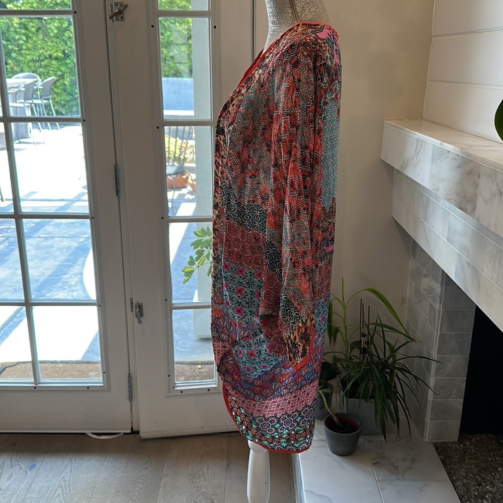 Tolani Feathers Multicolored Patchwork Print Caco… - image 3